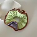 Close-up of green and purple zipper scrunchie hair tie with unique minimalist design. - Zipper Scrunchie / Light Green