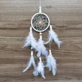 Mini atrapasueños blanco de 7cm con cuentas de ojo turco y plumas decorativas - Blanco Sin Ojo (MS4053H)