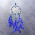Hermoso atrapasueños azul mini de 7cm con ojo turco y plumas azules para decoración de pared - Azul Real (MS4053K)