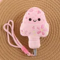 Detailed view of a pink Sword of Goujian plush keychain with cherry blossom embroidery - King Goujian Sword / 14cm (Vocal) / Pink
