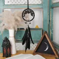 Handgemaakte Levensboom dromenvanger auto hanger met zwarte veren en natuurlijke stenen - MS4014G