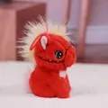 Adorable red plush pony keychain featuring fluffy yellow mane for bags and keys - Bound-Mouth Squatting Pony Charm / Red