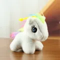Cute white plush pony keychain toy with colorful rainbow mane and tail for bag decoration - Rainbow Pony Charm / White
