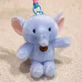 Close-up of a soft blue elephant plush keychain with pink ears and cute trunk - Hanging Leg Blue Elephant / 16cm (With Lanyard)