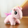 Cute pink plush unicorn keychain with colorful rainbow mane and tail - Rainbow Pony Charm / Pink