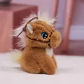 Cute brown plush horse charm with white mane and tail, perfect for bags or keychains - Bound-Mouth Squatting Pony Charm / Dark Brown