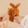 Adorable brown plush capybara slap bracelet with a manual tail-wagging pull string - Brown Style with Wings / Around 18cm