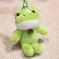 Adorable green frog plush keychain with soft fur for backpack and bag decoration - Hanging Leg Frog / 16cm (With Lanyard)