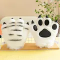 Plüsch-Tigerpfoten-Handschuhe mit schwarzen Krallen für Tierkostüm-Aufführungen. - Weißer Tigerkrallen Handschuh (Einzeln) / 25cm