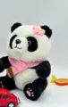 Adorable panda plush toy featuring a pink scarf and a pink flower head decoration - 22cm / Panda with Pink Scarf