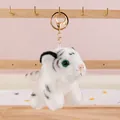 Lindo llavero de peluche de tigre blanco con ojos azules para decorar tu mochila - Colgante de Tigre Blanco / 10cm (Con Cierre de Langosta)