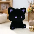 Cute black cat plush toy with purple eyes and soft fuzzy texture gift - 22cm / Black Purple