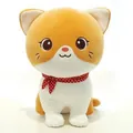 Soft stuffed orange and white cat plush doll wearing a cute red polka dot scarf - Yellow Cat