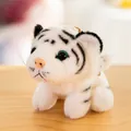 Adorable llavero de peluche de tigre blanco suave con ojos azules grandes y rayas negras - Estilo Tigre Blanco / 10cm / Blanco
