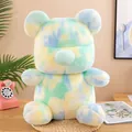 Colorful tie-dye plush bear toy with soft pastel blue and yellow fabric for kids gift - 24cm / Yellow Mixed