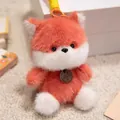 Close-up of a cute orange and white plush fox keychain with soft fur texture and metal tag. - 12cm / Fox