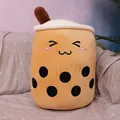 Cute boba tea plush toy soft bubble tea pillow for sleeping and cozy home decoration - Height 24cm / Dark Brown Squint Eyes