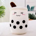 Cute milk tea cup plush toy with boba pearls and straw detail - White (Squint Eyes)