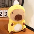 Close-up showing the soft texture of a cute capybara plush toy in a chicken outfit - Capybara Duck Costume / 23cm