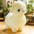 Close-up of cute white plush sheep doll with soft textured fur and embroidery - White / 25cm