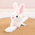 Cute soft white plush rabbit slap bracelet for kids' forest animal zoo themed parties - Rabbit Slap Bracelet / Zoo Style