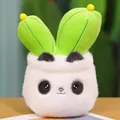 Cute 8-inch panda cactus plush toy with soft green plant ears and yellow floral details - Panda Cactus / 22cm