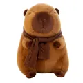 Adorable brown capybara plush toy wearing a cozy brown knitted scarf, ideal gift - Scarf Capybara / Approximately 23cm
