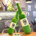 Divertido cojín de peluche con forma de botella de cerveza verde para cama - Almohada Dejar de Beber / 30 cm