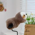 Side view of a cute brown plush sloth slap bracelet wrist accessory for kids gift - Sloth Shape / 15cm / Dark Brown