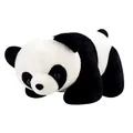 Detailed side view of a cute plush panda doll showing soft black and white fur texture. - Classic Lying Panda / 23cm