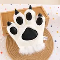 Realistic white plush tiger paw glove with black pads for adult performance and cosplay - White Tiger Paw (25cm) / White Tiger Stripes