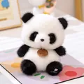 Cute black and white panda plush toy with heart embroidery and wooden tag - Panda / 18cm (Large)