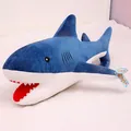 Blue starry shark plush toy with gold glitter accents and a soft white underbelly - 35 cm / Blue