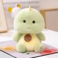Cute green and yellow dinosaur plush toy with fuzzy texture and wooden tag ornament - Dinosaur / 18cm (Large)