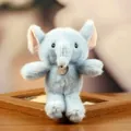 Close-up of a cute light blue plush elephant pendant with soft fur texture - Elephant