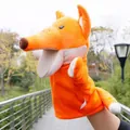 Detailed view of an orange plush fox hand puppet with a movable mouth for children's storytelling - Orange Fox Hand Puppet / 25cm
