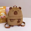 Cute brown Capybara plush backpack for girls with soft furry texture and straps - Star Embroidery Capybara Bag / 25cm