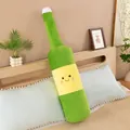 Large creative beer bottle-shaped plush cushion featuring a cute yellow smiley face - Smile Wine Bottle (34368) / 50cm