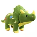 Adorable dinosaurio de peluche triceratops verde con tela suave y detalles amarillos - 40 cm / Verde