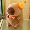Cute soft capybara plush toy wearing a yellow birthday hat and orange bow tie. - 25cm / Birthday Hat Capybara