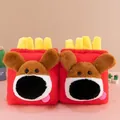 Paire de jolies peluches de chien dans une boîte de frites créative, rouge et jaune - Style Frites / 18cm / Marron