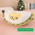 Detalle de primer plano de la linda pulpa de durián de peluche extraíble con carita feliz - 22cm / Estilo de Pulpa de Durian Desmontable