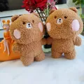 Detailed view of two adorable brown teddy bear plush toys featuring pink blush cheeks - Brown Bear / 22cm