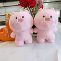 Close-up of two cute pink pig plush toys with soft curly fur for Valentine's gift - Pink Pig / 22cm