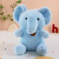 Close-up detail of a soft light blue plush elephant toy with cute large ears - Blue Elephant / 23cm