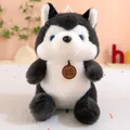 Cuddly black and white husky plush toy doll with blue eyes and brand tag for children - Husky / 23cm