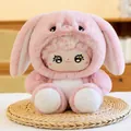 Simpatico peluche rosa Milk Puff con cappuccio da coniglio, bambola regalo per bambini - 23cm / Coniglio Rosa Trasformabile