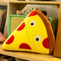 Cojín de peluche creativo con forma de pizza y cara de dibujo animado - Amarillo / 30cm