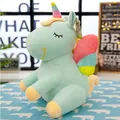 Adorable peluche de unicornio verde menta con alas y cuerno coloridos para niños - 22cm / Verde