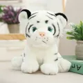 Cuddly white tiger cub plush toy with realistic stripes, blue eyes, and soft fur for kids - White / 15cm Small